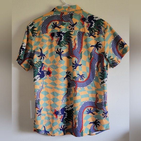 Men's Negative Space Sz Small Bold Dragon Print Casual Shirt LIKE NEW - Picture 3 of 10